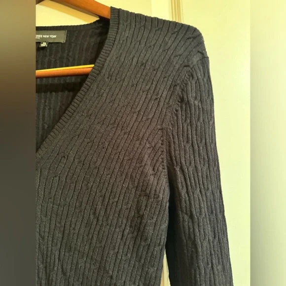 NWOT Jones New York Women’s Sweater Cardigan Top In Black Size PM - Picture 5 of 9